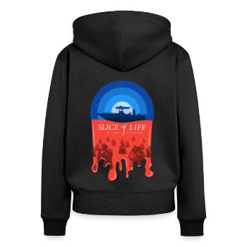 Slice of Life - Frauen Premium Bio Zip Hoodie - Schwarz - Hinten - Julia (174cm)