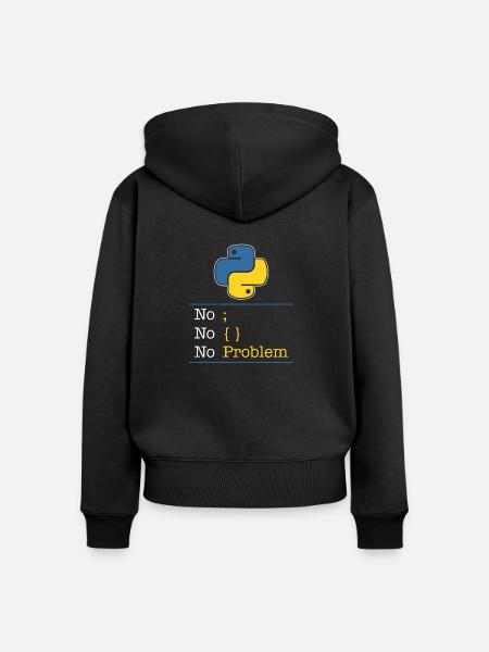 Python no problem - Frauen Premium Bio Zip Hoodie - Schwarz