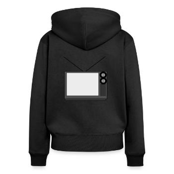 monitor television fernseher tv flatscreen compute - Frauen Premium Bio Zip Hoodie - Schwarz - Hinten - Julia (174cm)