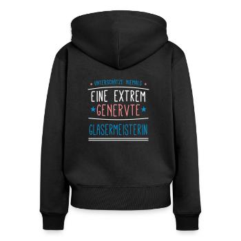 Glasermeisterin Beruf - Geschenk - Frauen Premium Bio Zip Hoodie - Schwarz - Hinten - Julia (174cm)