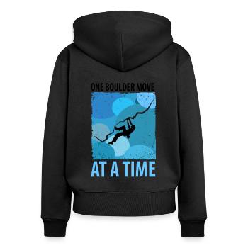 Vintage Bouldern Boulderer Klettern Kletterer - Frauen Premium Bio Zip Hoodie - Schwarz - Hinten - Julia (174cm)