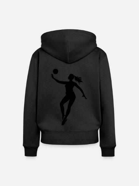 Volleyball Spielerin Silhouette - Frauen Premium Bio Zip Hoodie - Schwarz