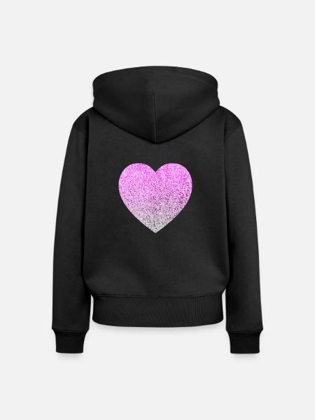 Glitter Herz - Frauen Premium Bio Zip Hoodie - Schwarz