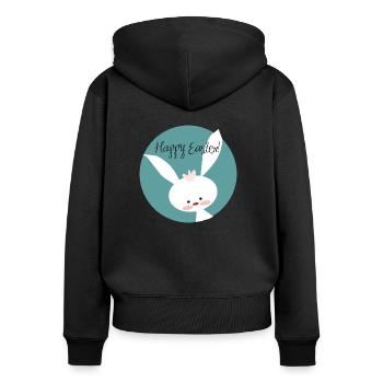 Happy Easter - Frauen Premium Bio Zip Hoodie - Schwarz - Hinten - Julia (174cm)