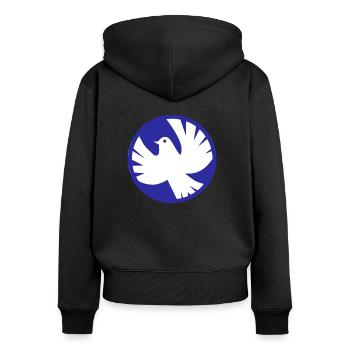 weltfrieden auf erden world peace on earth love137 - Frauen Premium Bio Zip Hoodie - Schwarz - Hinten - Julia (174cm)