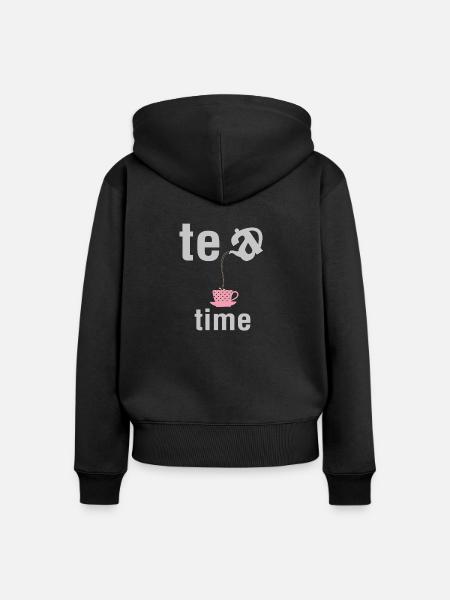tea time - Frauen Premium Bio Zip Hoodie - Schwarz