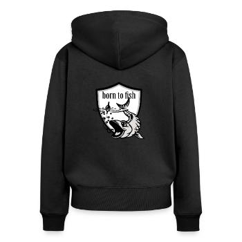 pêcheur à la ligne - Sweat à capuche zippé Premium bio Femme - noir - Dos - Julia (174cm)