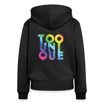 Too Unique - Women's Premium Organic Zip Hoodie - black - Back - Julia (174cm)