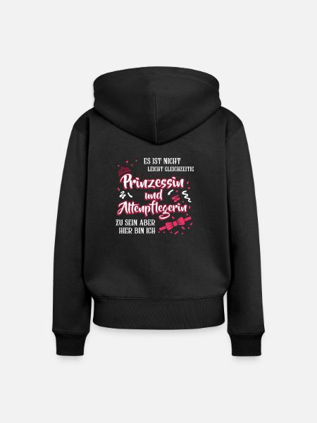 Es ist nicht leicht Prinzessin und Altenpflegerin - Frauen Premium Bio Zip Hoodie - Schwarz