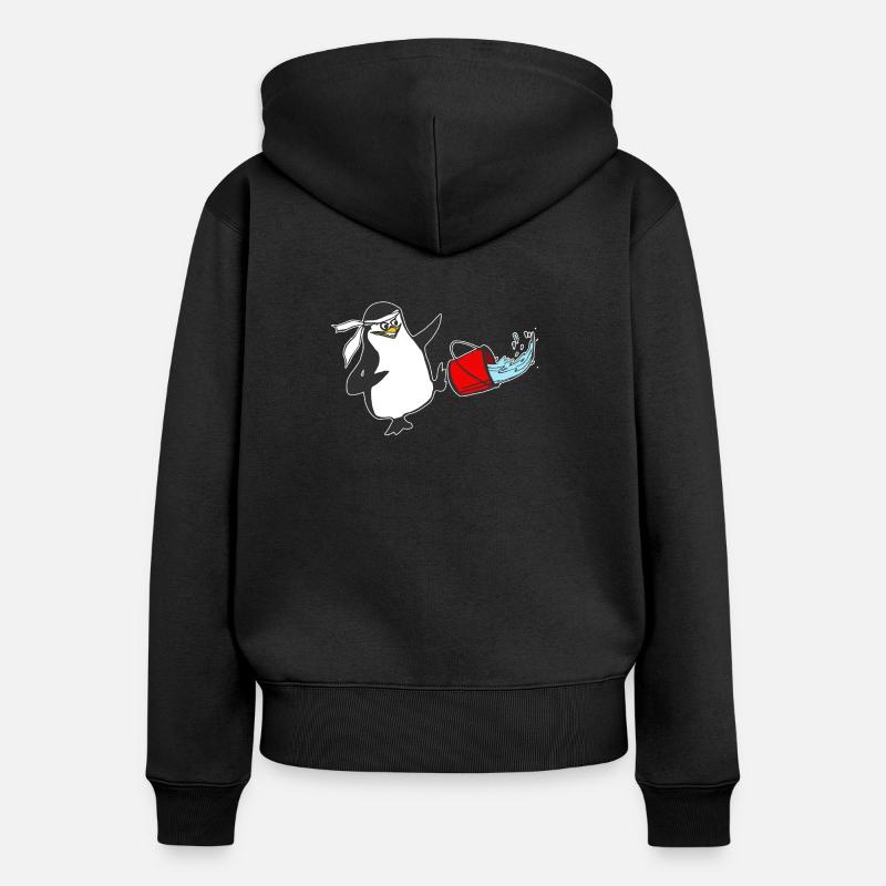 Drôle de karaté pingouin ninja enfants - Sweat à capuche zippé Premium bio Femme - noir