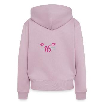 Sweet 16 - Frauen Premium Bio Zip Hoodie - Altrosa - Hinten - Julia (174cm)