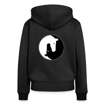 Yin yang Pferd - Frauen Premium Bio Zip Hoodie - Schwarz - Hinten - Julia (174cm)