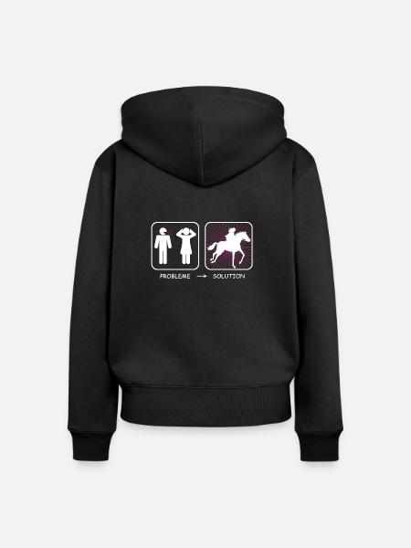 Problem? Lösung - Frauen Premium Bio Zip Hoodie - Schwarz