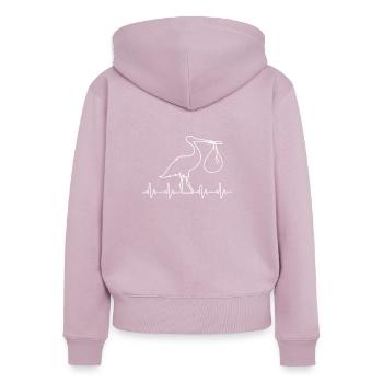 Geschenkidee für Hebamme - Storch mit Herz - Frauen Premium Bio Zip Hoodie - Altrosa - Hinten - Julia (174cm)