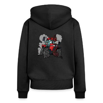 Fall 5120 - Frauen Premium Bio Zip Hoodie - Schwarz - Hinten - Julia (174cm)