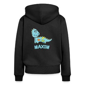 Dinosaurier lustig Kind Maxim Geschenk Geburtstag - Frauen Premium Bio Zip Hoodie - Schwarz - Hinten - Julia (174cm)