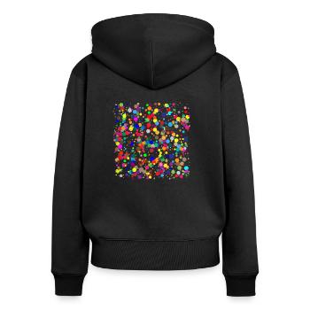 bunte Punkte / Konfetti - Frauen Premium Bio Zip Hoodie - Schwarz - Hinten - Julia (174cm)