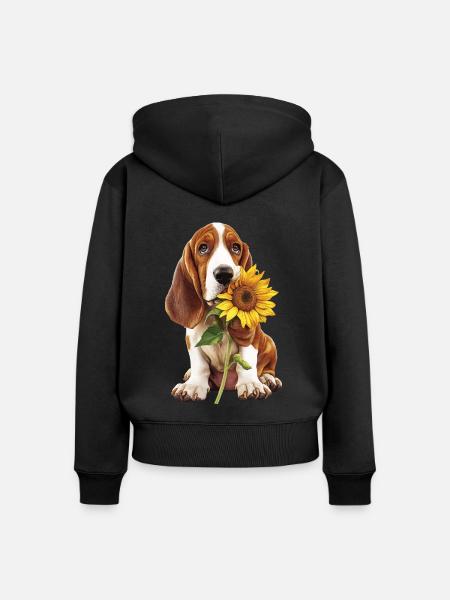 Basset - Frauen Premium Bio Zip Hoodie - Schwarz