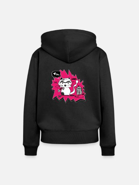 little bad cat - Frauen Premium Bio Zip Hoodie - Schwarz