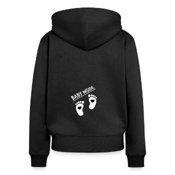 Schwangerschaft - Frauen Premium Bio Zip Hoodie - Schwarz - Hinten - Julia (174cm)