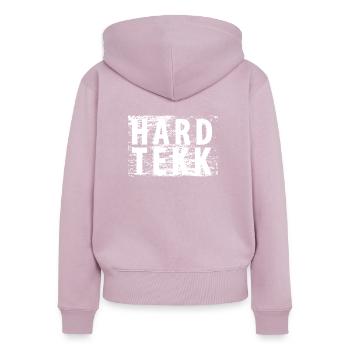 HARDTEKK - white - Frauen Premium Bio Zip Hoodie - Altrosa - Hinten - Julia (174cm)