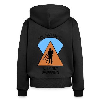 Schornsteinfeger Schlotfeger - Frauen Premium Bio Zip Hoodie - Schwarz - Hinten - Julia (174cm)