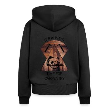 Charpentier, charpentier, charpentier, charpentier, artisan, bois - Sweat à capuche zippé Premium bio Femme - noir - Dos - Julia (174cm)