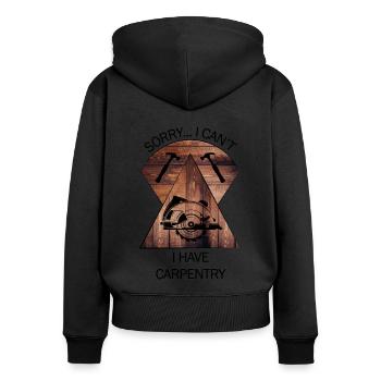 Charpentier, charpentier, charpentier, charpentier, artisan, bois - Sweat à capuche zippé Premium bio Femme - noir - Dos - Julia (174cm)