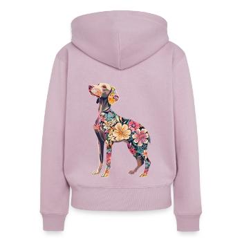 Weimaraner - Frauen Premium Bio Zip Hoodie - Altrosa - Hinten - Julia (174cm)
