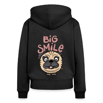 Carlin Grand sourire - Sweat à capuche zippé Premium bio Femme - noir - Dos - Julia (174cm)