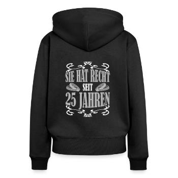Silberhochzeit Sie hat Recht seit 25 Jahren - Frauen Premium Bio Zip Hoodie - Schwarz - Hinten - Julia (174cm)