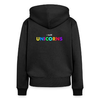 I hate unicorns - Women's Premium Organic Zip Hoodie - black - Back - Julia (174cm)