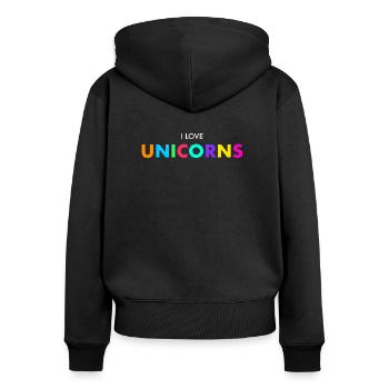 I love unicorns - Women's Premium Organic Zip Hoodie - black - Back - Julia (174cm)