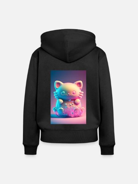 Bunte Katze - Frauen Premium Bio Zip Hoodie - Schwarz