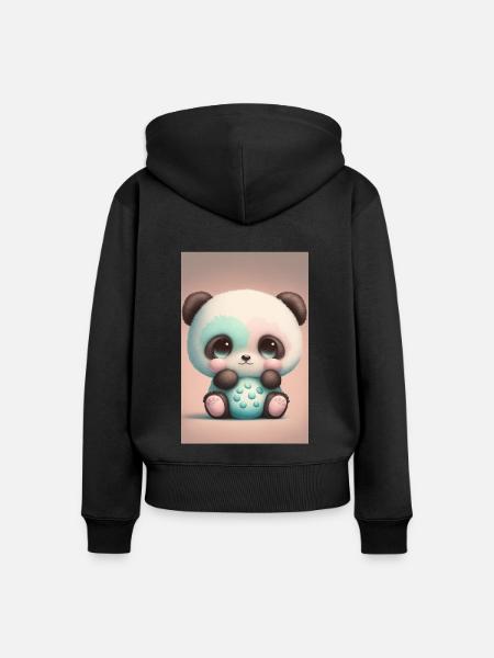 Baby-Panda - Frauen Premium Bio Zip Hoodie - Schwarz
