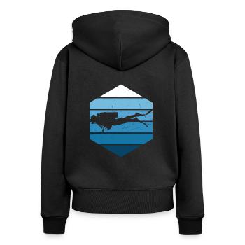 Plongeur Plongeur Femmes Plongeurs Hommes Scuba Diver - Sweat à capuche zippé Premium bio Femme - noir - Dos - Julia (174cm)