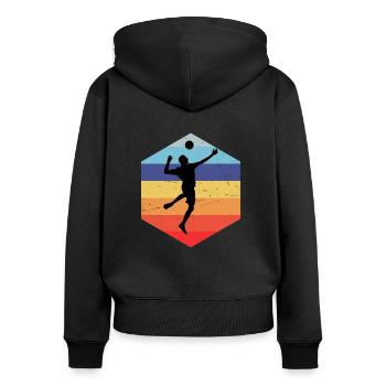 Faustball Damen Volleyball Fistball Faustballspiel - Frauen Premium Bio Zip Hoodie - Schwarz - Hinten - Julia (174cm)