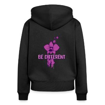BE DIFFERENT - Orchid Flower Love Positivity - Women's Premium Organic Zip Hoodie - black - Back - Julia (174cm)