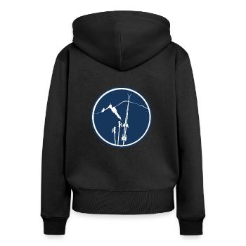 Chamonix Aiguille du Midi Mont blanc leewarddesign - Sweat à capuche zippé Premium bio Femme - noir - Dos - Julia (174cm)