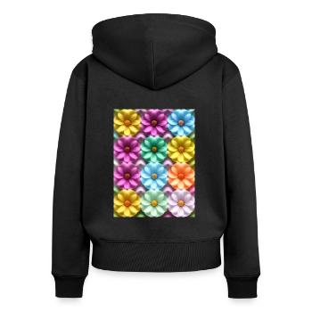 Floral 221 - Sweat à capuche zippé Premium bio Femme - noir - Dos - Julia (174cm)
