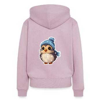 Oiseau d’hiver - Sweat à capuche zippé Premium bio Femme - rose poudré - Dos - Julia (174cm)