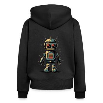 Retro-Stil Roboter - Frauen Premium Bio Zip Hoodie - Schwarz - Hinten - Julia (174cm)