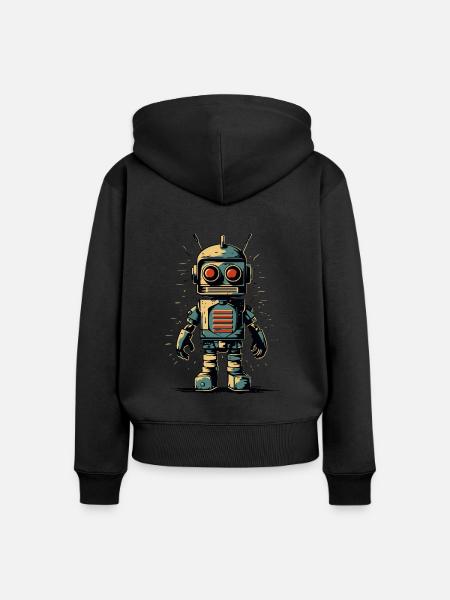 Retro-Stil Roboter - Frauen Premium Bio Zip Hoodie -