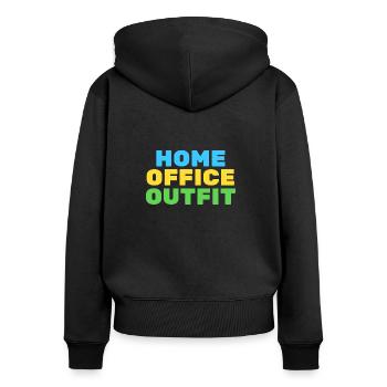 home office - Frauen Premium Bio Zip Hoodie - Schwarz - Hinten - Julia (174cm)