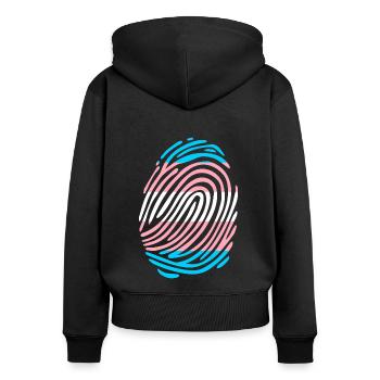 Trans Transgender Pride Flagge - Frauen Premium Bio Zip Hoodie - Schwarz - Hinten - Julia (174cm)