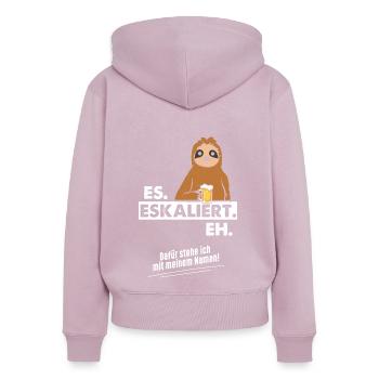 Es Eskaliert Eh - Frauen Premium Bio Zip Hoodie - Altrosa - Hinten - Julia (174cm)