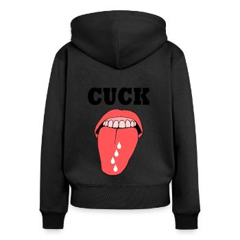 cuckold cuck - Frauen Premium Bio Zip Hoodie - Schwarz - Hinten - Julia (174cm)