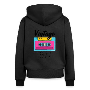 Vintage 1977 Year of construction 1977 - Women's Premium Organic Zip Hoodie - black - Back - Julia (174cm)