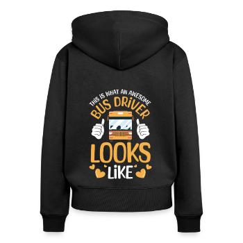 Busfahrer Schulbus Linienbus Transport - Frauen Premium Bio Zip Hoodie - Schwarz - Hinten - Julia (174cm)