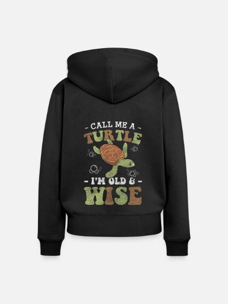 Schildkröte Meer Meeresbewohner - Frauen Premium Bio Zip Hoodie - Schwarz